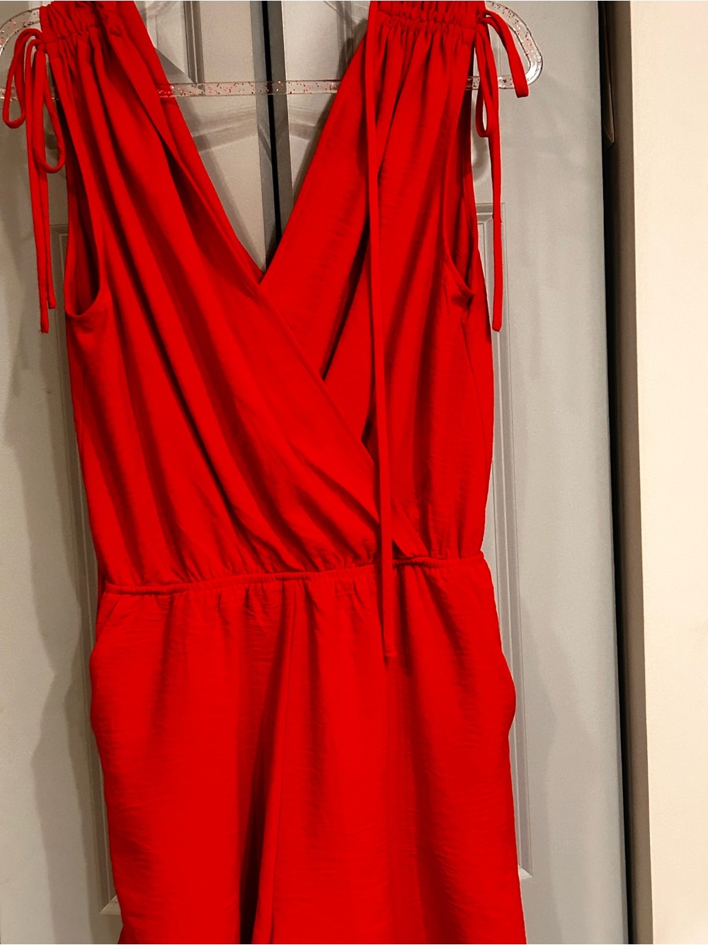 & Other Stories Red Sleeveless V-Neck Jumpsuit